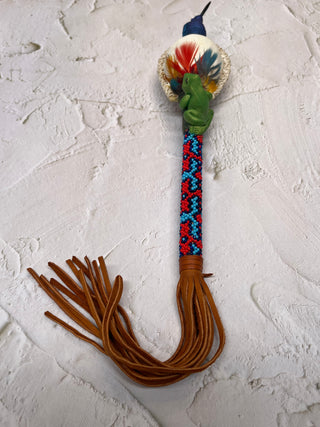 Shipibo Beaded Rattle ~ Hummingbird & Frog Spirit